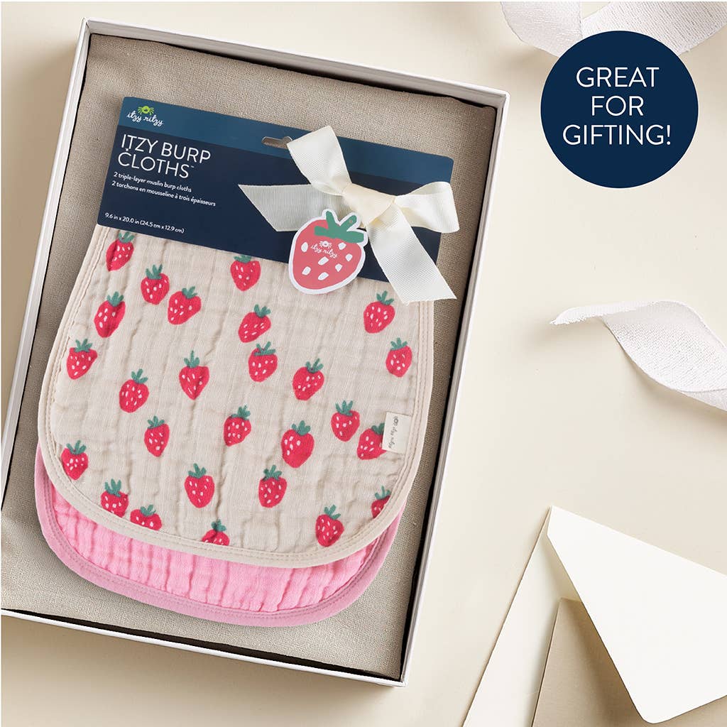 Itzy Burp Cloths™: Strawberries + Cream