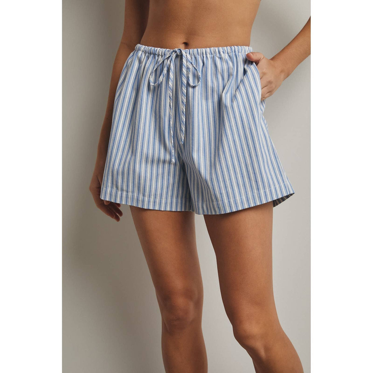 STRIPED SHORTS WITH DRAWSTRING D.NAVY/CREAM