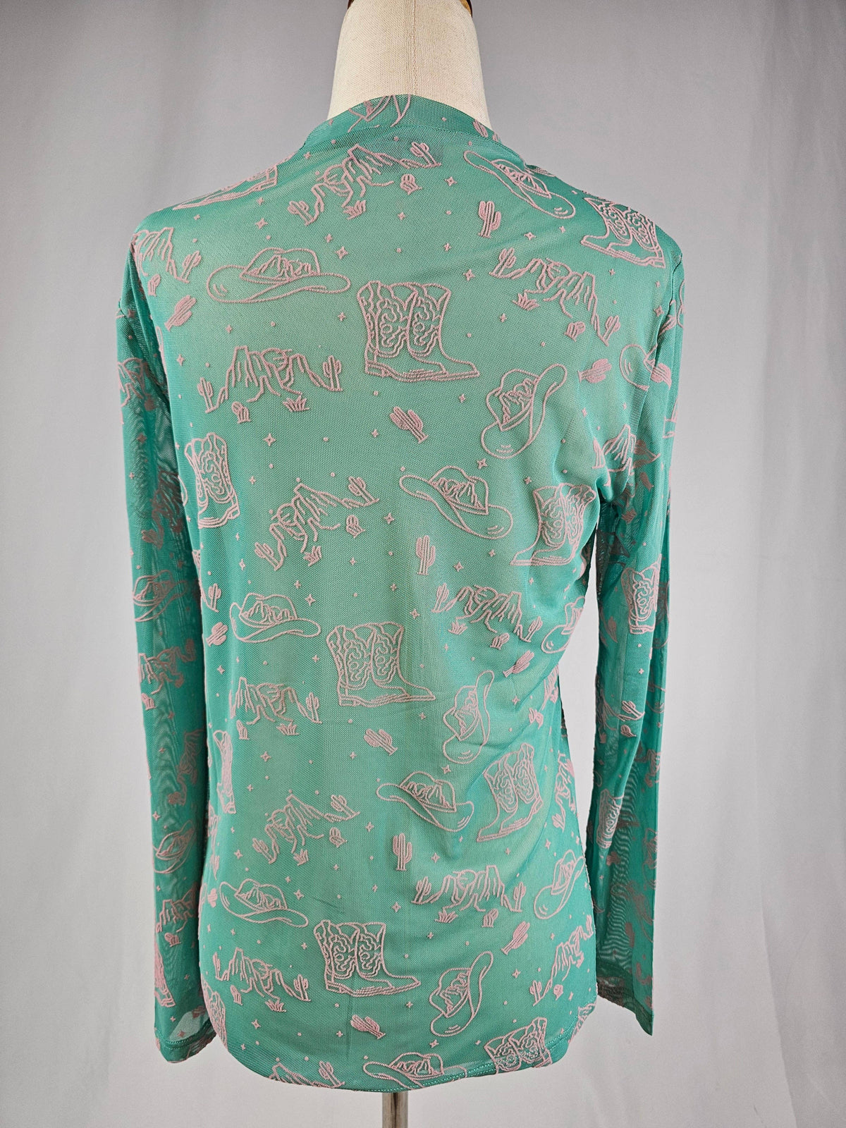 Country Velvet Mesh Top: Turquoise