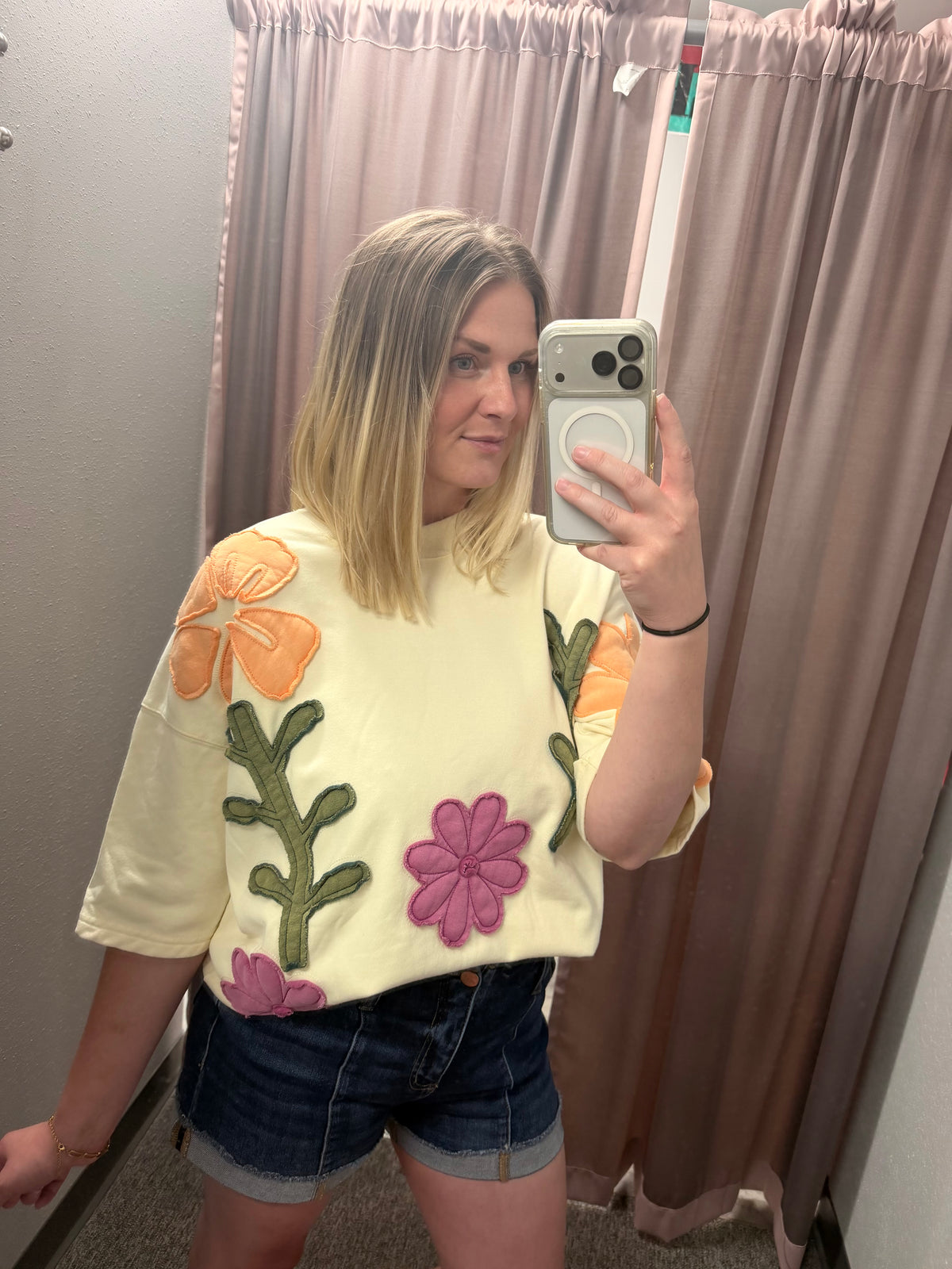 Oversized Bloom Patch Mockneck