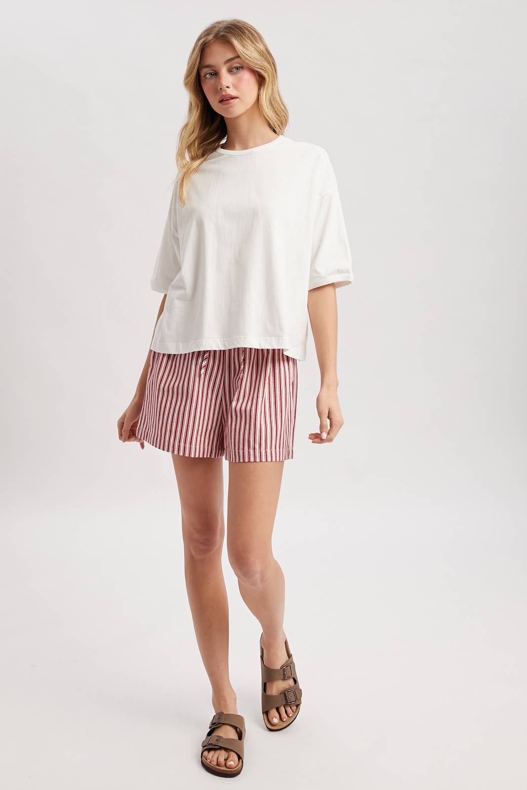 STRIPED SHORTS WITH DRAWSTRING D.NAVY/CREAM
