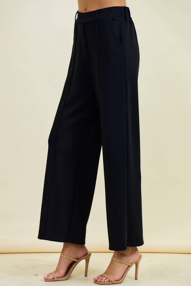 BUTTERY SOFT BRUSHED MODAL PINTUCK PANTS - Black